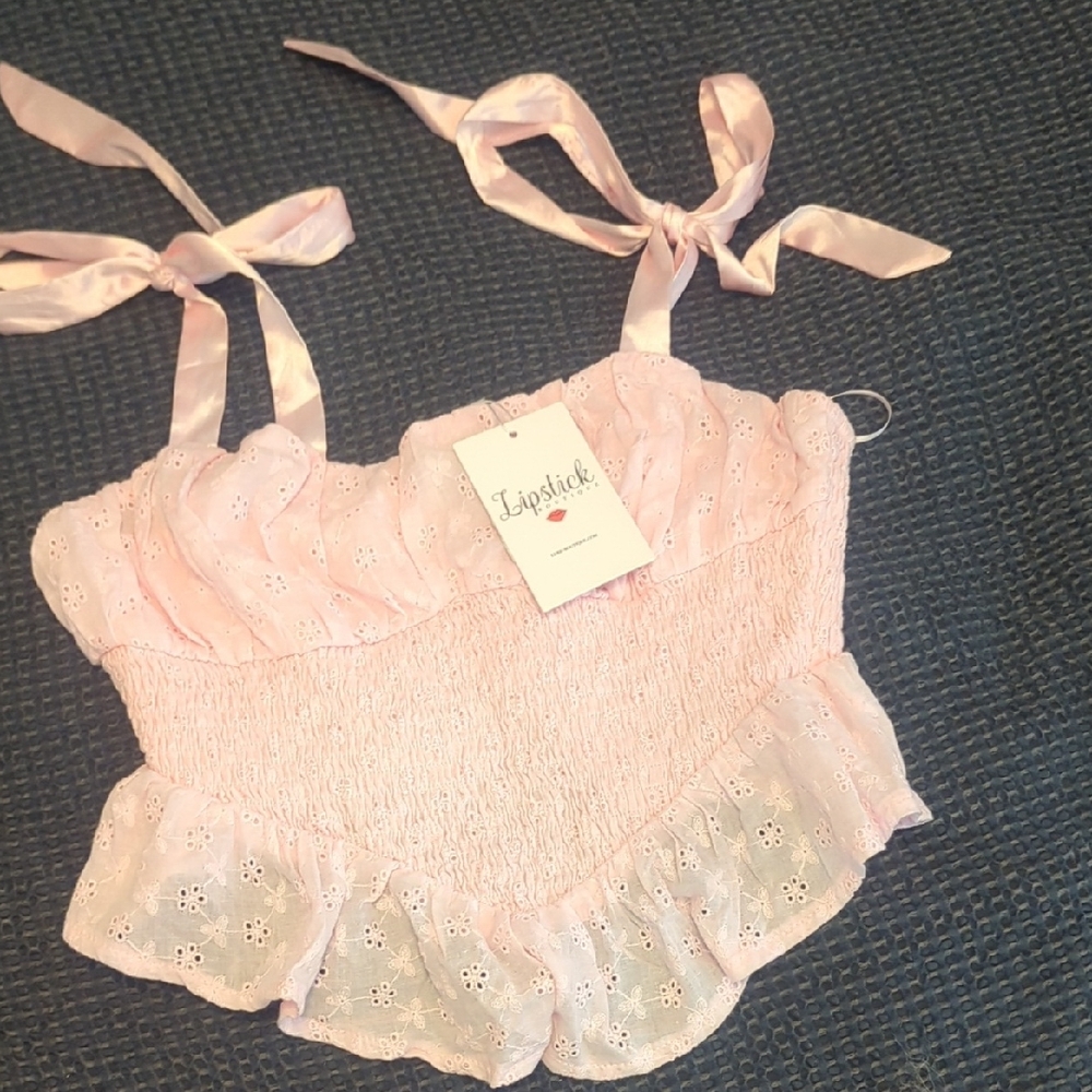 Satin Strap Eyelet Top